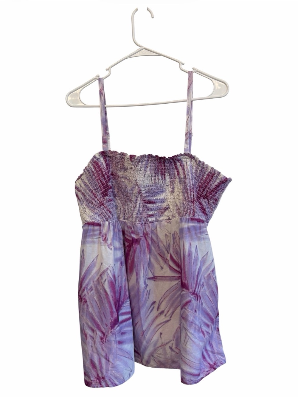 Lane Bryant Purple Floral Smocked Bodysuit Top